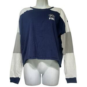 PINK Victoria’s Secret Nittany Lions Colorblock Long Sleeve Crop Shirt M